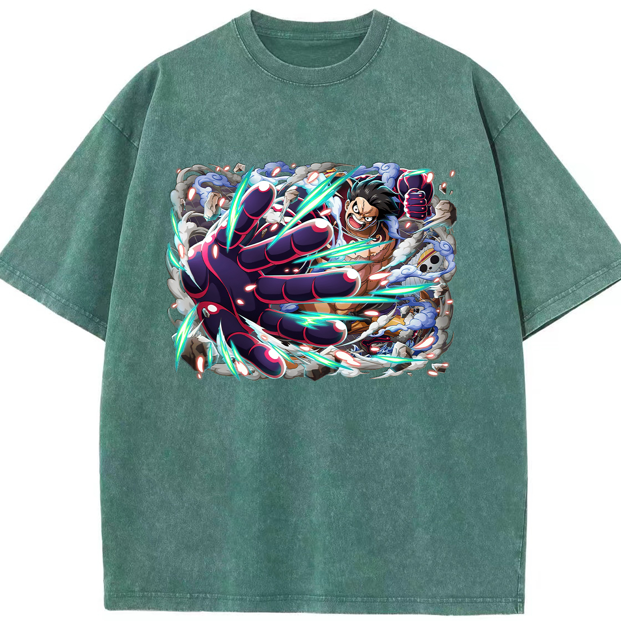 ワンピース モンキー・D・ルフィ ONE PIECE Monkey D. Luffy 綿100% ヴィンテージ風 半袖Tシャツ（フロントプリント）
